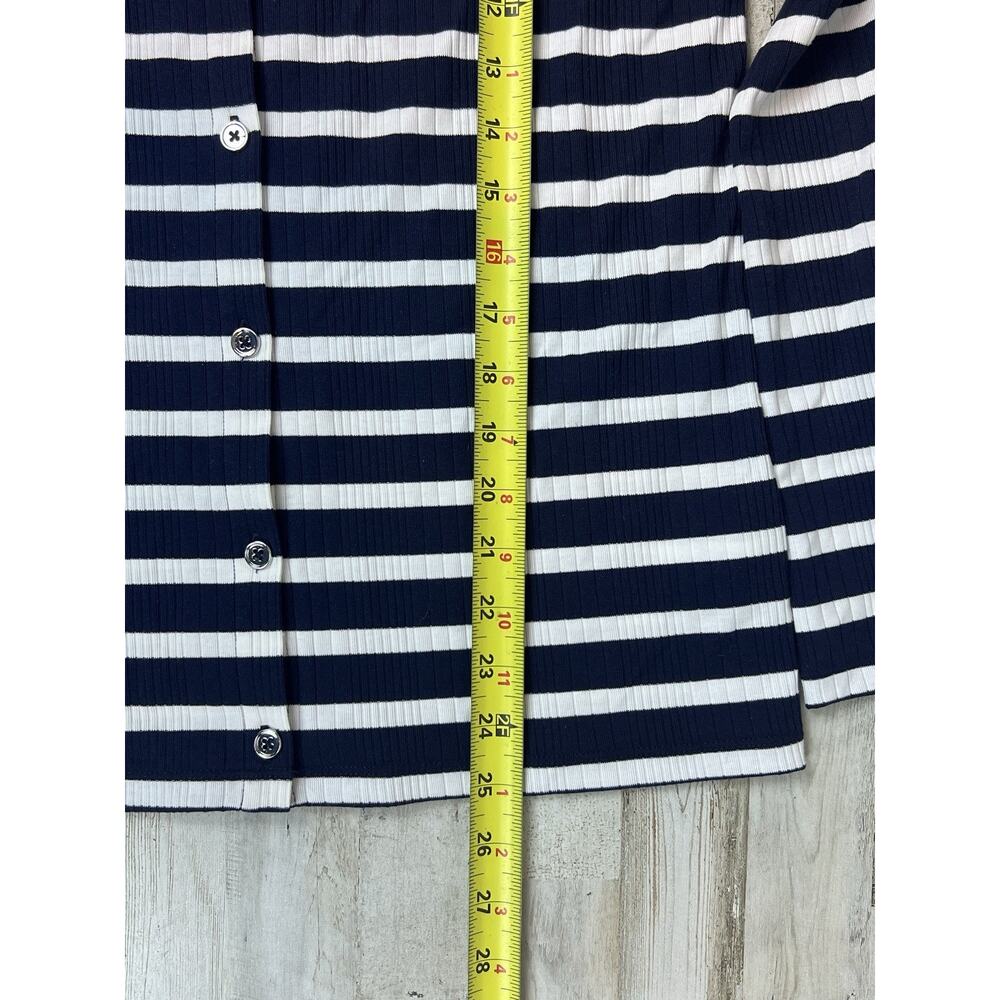 Talbots Navy White Stripe Button Front Cardigan S… - image 8